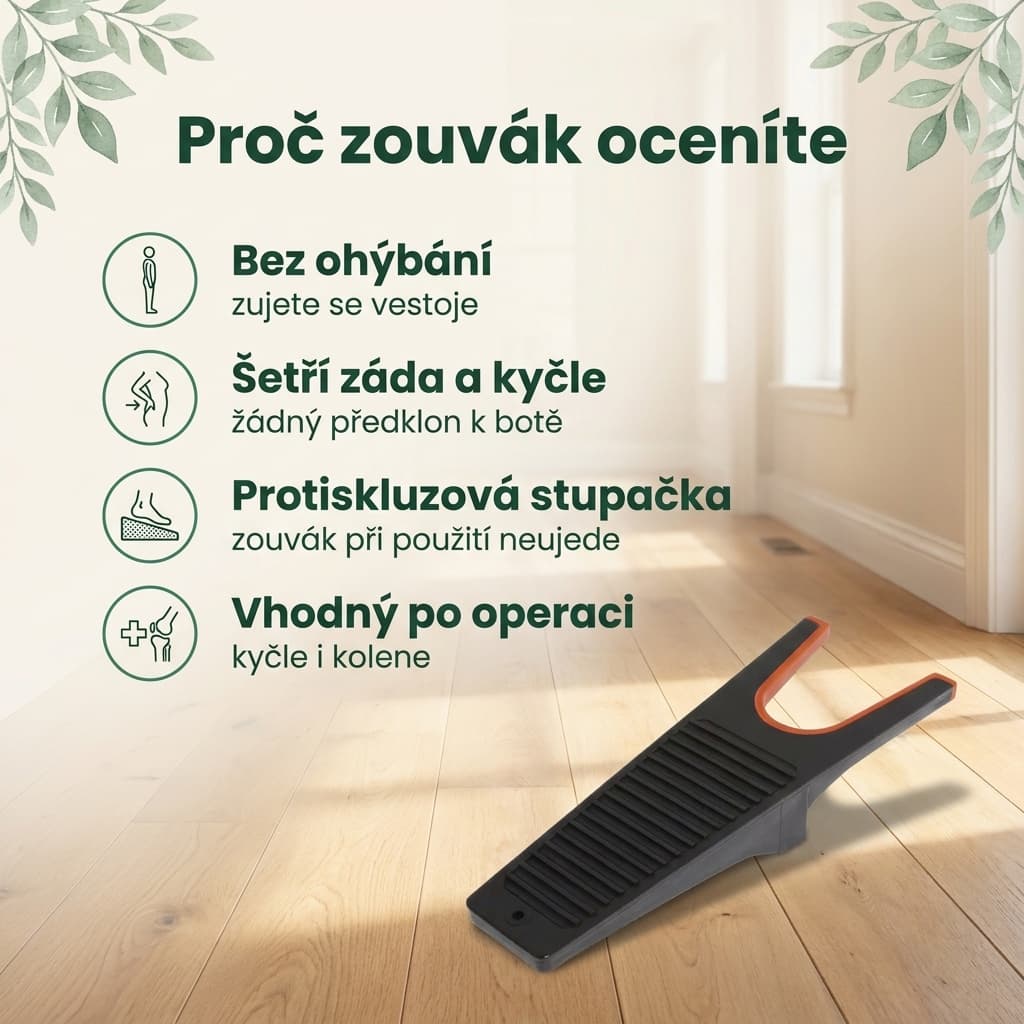 Rozměry zouváku na boty s gumovou vložkou ve výřezu
